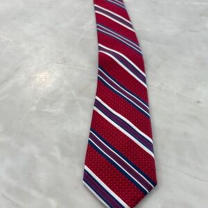 Classic Red Striped Men's Tie with Navy & White Accents